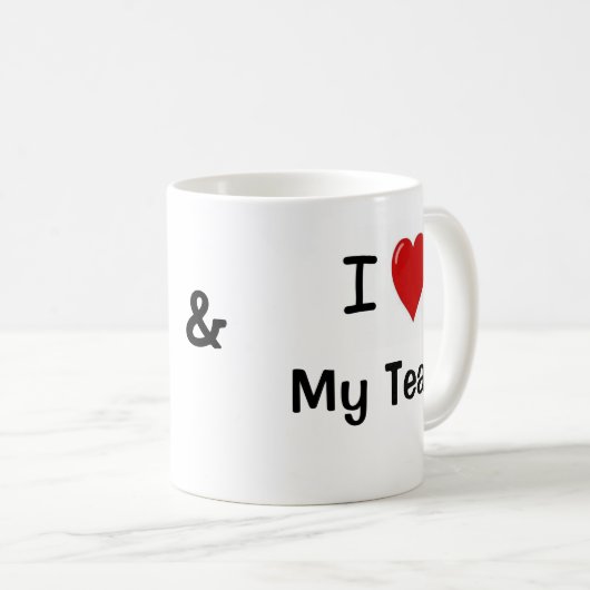 私は私のチームおよび私のチームハートを私愛します! コーヒーマグカップ (正面右)