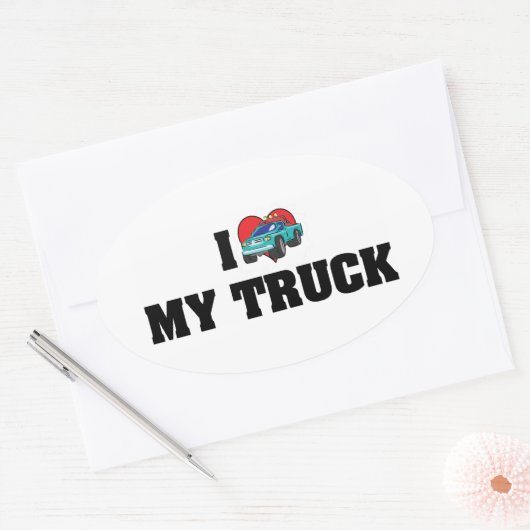 私は私のトラックハートが大好き – トラック愛好家 楕円形シール (封筒)