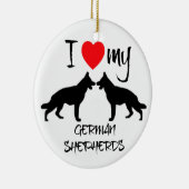 私は私のドイツの羊飼い犬を2匹ハート セラミックオーナメント (右)