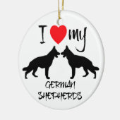 私は私のドイツの羊飼い犬を2匹ハート セラミックオーナメント (左)