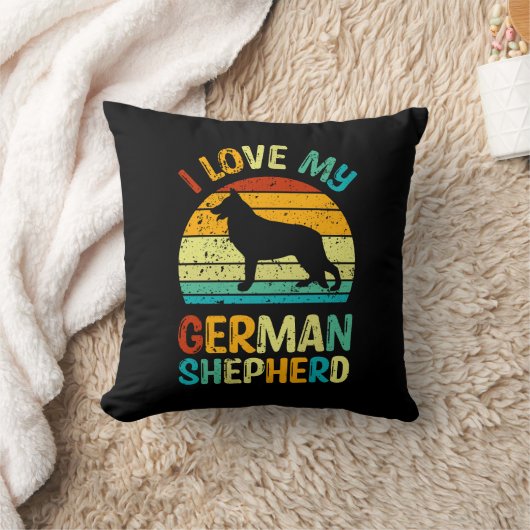 私は私のドイツの羊飼い犬ブルーブラウンの夕日が大好き クッション (ブランケット)