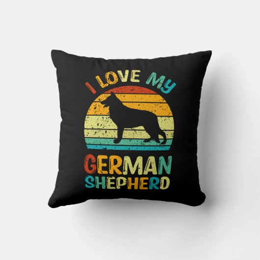 私は私のドイツの羊飼い犬ブルーブラウンの夕日が大好き クッション (裏面)