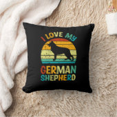 私は私のドイツの羊飼い犬ブルーブラウンの夕日が大好き クッション (ブランケット)