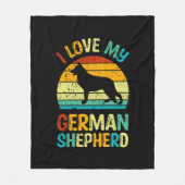 私は私のドイツの羊飼い犬ブルーブラウンの夕日が大好き フリースブランケット (正面)