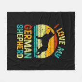 私は私のドイツの羊飼い犬ブルーブラウンの夕日が大好き フリースブランケット (正面(横))