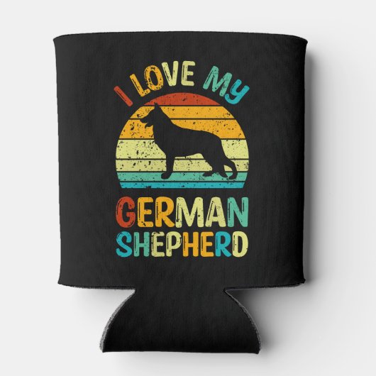 私は私のドイツの羊飼い犬ブルーブラウンの夕日が大好き 缶クーラー (裏面)