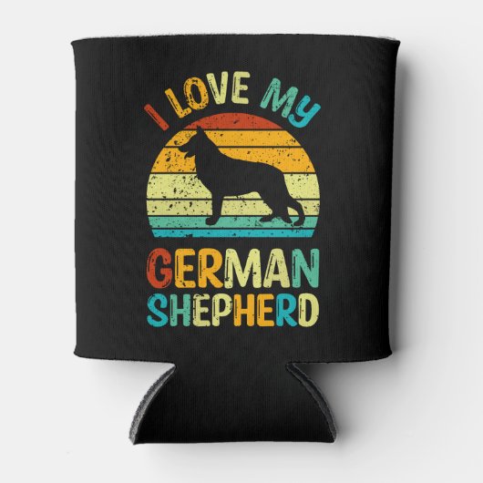 私は私のドイツの羊飼い犬ブルーブラウンの夕日が大好き 缶クーラー (正面)