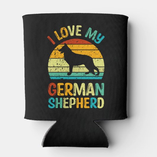 私は私のドイツの羊飼い犬ブルーブラウンの夕日が大好き 缶クーラー (裏面)