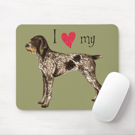私は私のドイツのWirehairedポインターを愛します マウスパッド (マウス)