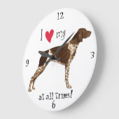 私は私のドイツShorthairedポインターを愛します ラージ壁時計 (傾斜)