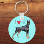 私は私のドバーマンを愛する キーホルダー (正面)