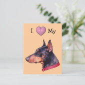 私は私のドバーマンドッグハート葉書が大好き ポストカード (スタンド正面)