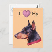 私は私のドバーマンドッグハート葉書が大好き ポストカード (正面/裏面)