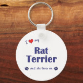 私は私のネズミのテリア（雌犬）が大好き キーホルダー (正面)