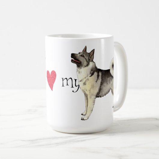 私は私のノルウェーのエルクハウンドを愛します コーヒーマグカップ (正面右)