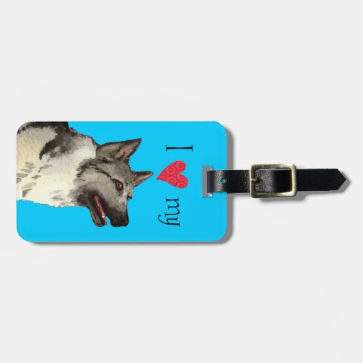 私は私のノルウェーのエルクハウンドを愛します ラゲッジタグ (正面横)