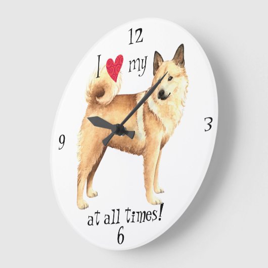 私は私のノルウェーのBuhundを愛します ラージ壁時計 (傾斜)