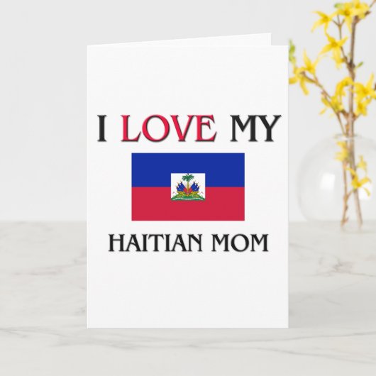 私は私のハイチのお母さんを愛します カード (黄色い花)