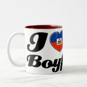 私は私のハイチのボーイフレンドを愛します ツートーンマグカップ (左)