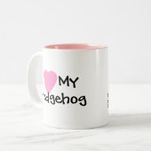 私は私のハリネズミのコーヒー・マグを愛します ツートーンマグカップ (正面左)