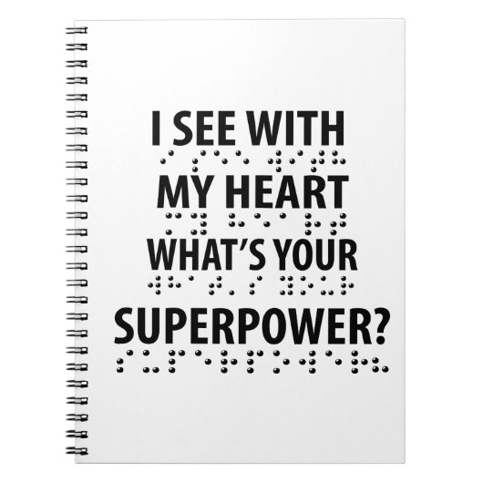 私は私のハートで見る – 盲目点字 ノートブック (正面)