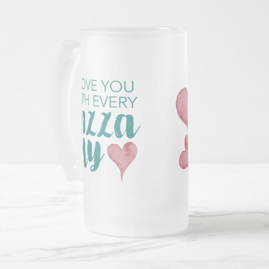 私は私のハートをピザごと愛している フロストグラスビールジョッキ (正面左)
