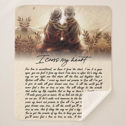 私は私のハートカップル黄金記念日ギフトを渡る シェルパブランケット (正面)