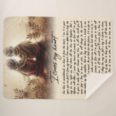 私は私のハートカップル黄金記念日ギフトを渡る シェルパブランケット (正面(横))