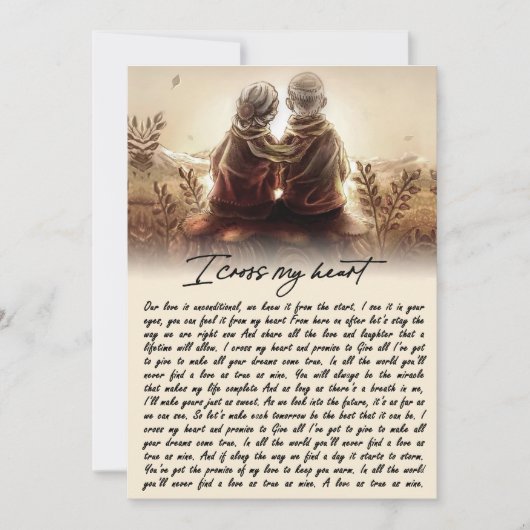 私は私のハートカップル黄金記念日ギフトを渡る シーズンカード (正面)