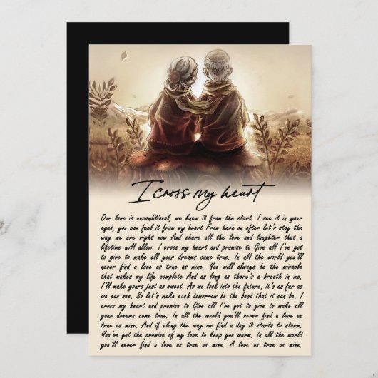 私は私のハートカップル黄金記念日ギフトを渡る シーズンカード (正面/裏面)