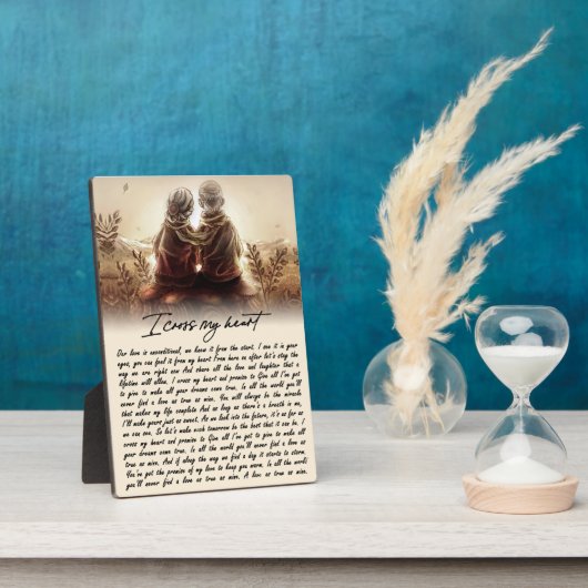 私は私のハートカップル黄金記念日ギフトを渡る フォトプラーク (側面)