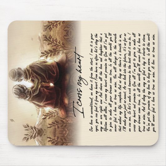 私は私のハートカップル黄金記念日ギフトを渡る マウスパッド (正面)