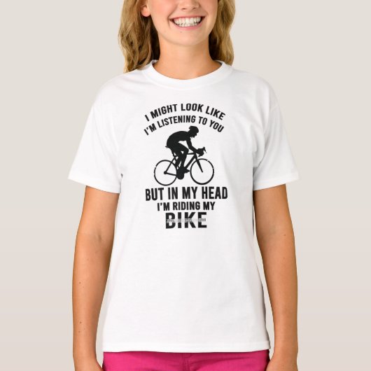 私は私のバイクTシャツに乗って頭を持っている Tシャツ (正面)