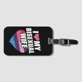 私は私のバイセクシュアル妻ビプライドバイセクシュアル国旗が大好き ラゲッジタグ (正面横)