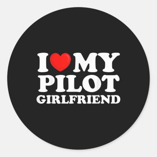 私は私のパイロットガールフレンド私のハート私の熱いガールフリー ラウンドシール (正面)