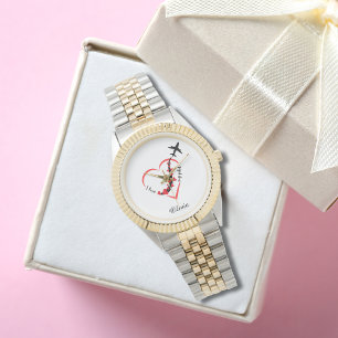 私は私のパイロットタイポグラフィ、航空が大好パーソナライズされたき。 腕時計