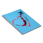 私は私のパイロット、ハート、航空、航空機、飛行機が大好き ノートブック (右側)