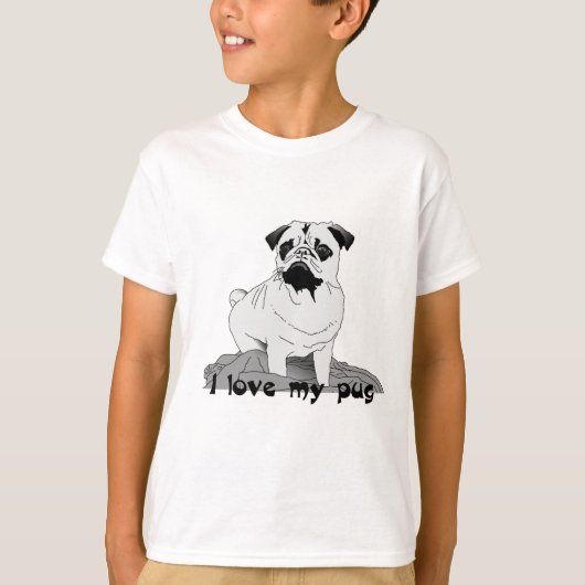 私は私のパグが大好き!T-シャツ Tシャツ (正面)