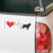 私は私のパグバンパーステッカーが大好き バンパーステッカー (トラック上)