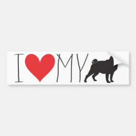 私は私のパグバンパーステッカーが大好き バンパーステッカー