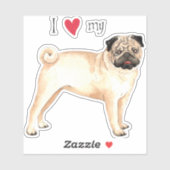 私は私のパグビニールステッカーが大好き シール (シート)