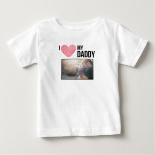 私は私のパパの赤ちゃん服を愛していカスタムる写真 ベビーTシャツ