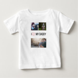 私は私のパパの赤ちゃん服を愛していカスタムる写真 ベビーTシャツ