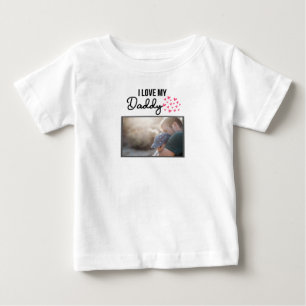 私は私のパパの赤ちゃん服を愛していカスタムる写真 ベビーTシャツ