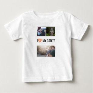 私は私のパパの赤ちゃん服を愛していカスタムる写真 ベビーTシャツ