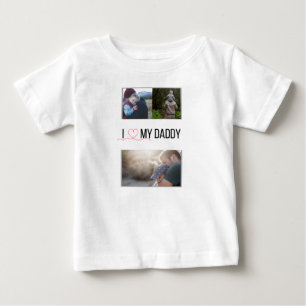 私は私のパパの赤ちゃん服を愛していカスタムる写真 ベビーTシャツ