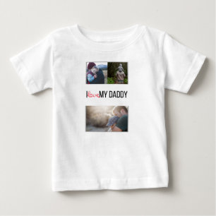 私は私のパパの赤ちゃん服を愛していカスタムる写真 ベビーTシャツ