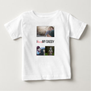 私は私のパパの赤ちゃん服を愛していカスタムる写真 ベビーTシャツ