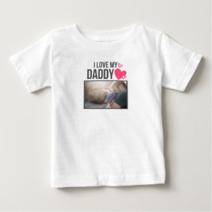 私は私のパパの赤ちゃん服を愛していカスタムる写真 ベビーTシャツ