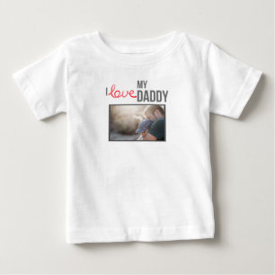 私は私のパパの赤ちゃん服を愛していカスタムる写真 ベビーTシャツ